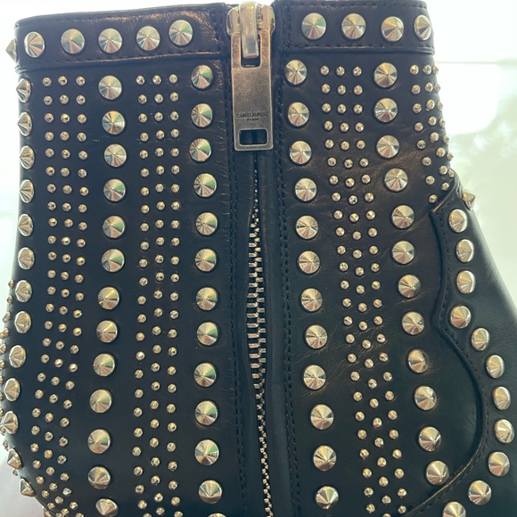 Authentic Saint Laurent Black Leather Studded Boots - Picture 7 of 9